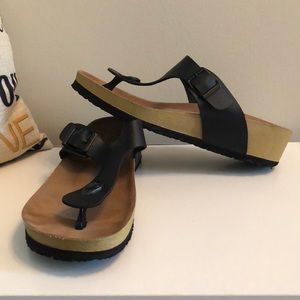 Black Wedge Sandals